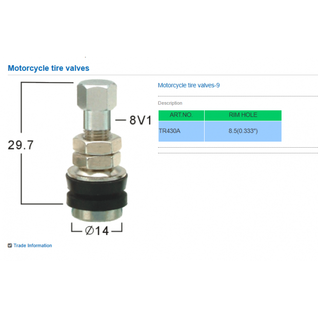 摩托車氣門嘴Motorcycle Tire Valves TR430A